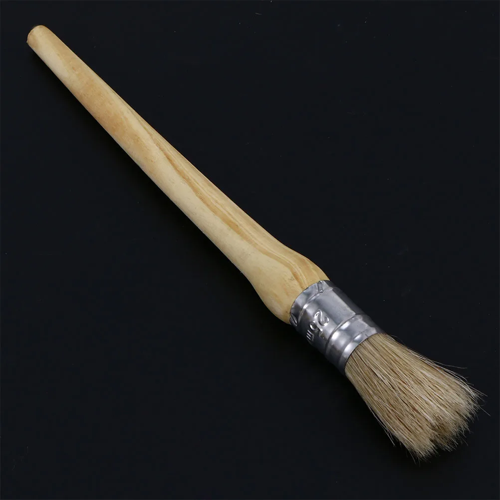 

2 pcs Round Paint Brush for Oil Wax Chalk Wood Canvas Cabinet House Marine Ergonomic Handle Durable Artist Tool Watercolor