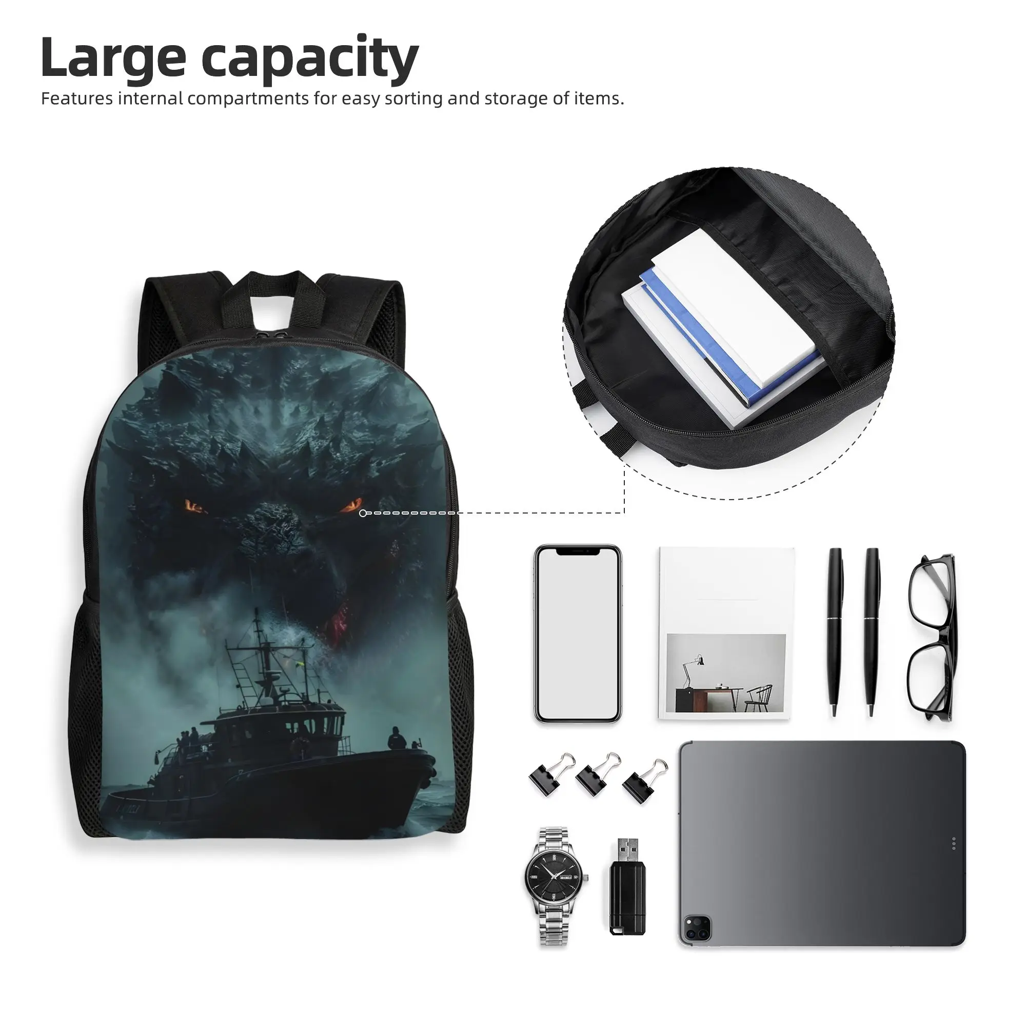 1Piece The King Emerges New School Year College Bag Godzilla Office Staff   Backpack view 4