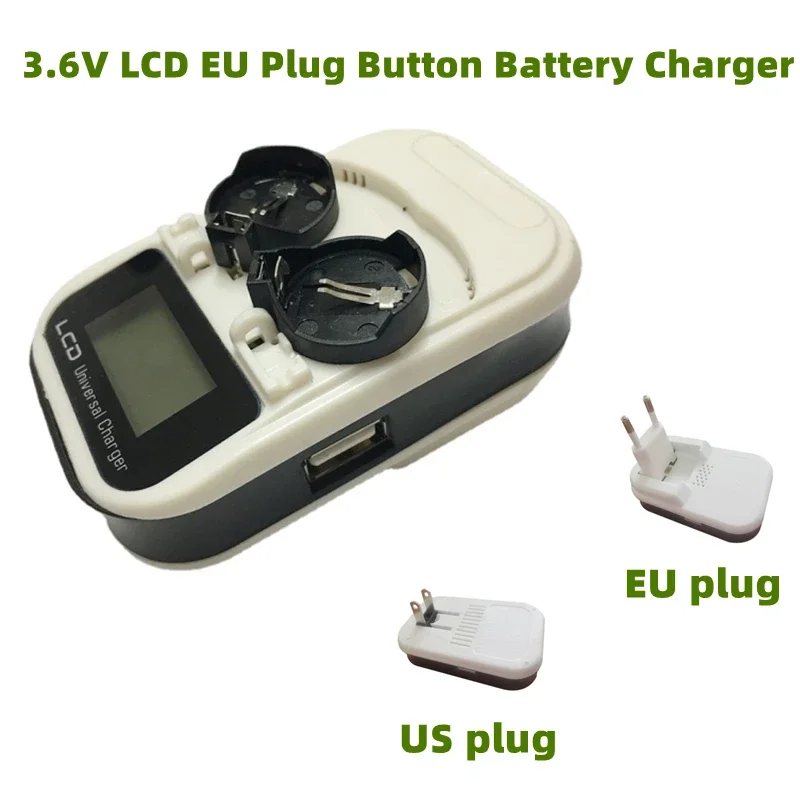 2-slot 3.6V LCD Button Battery Charger Recharging for LIR2016/LIR2025/LIR2032/ML2016/ML2025/ML2032 Indicator Intelligent 2-Slot