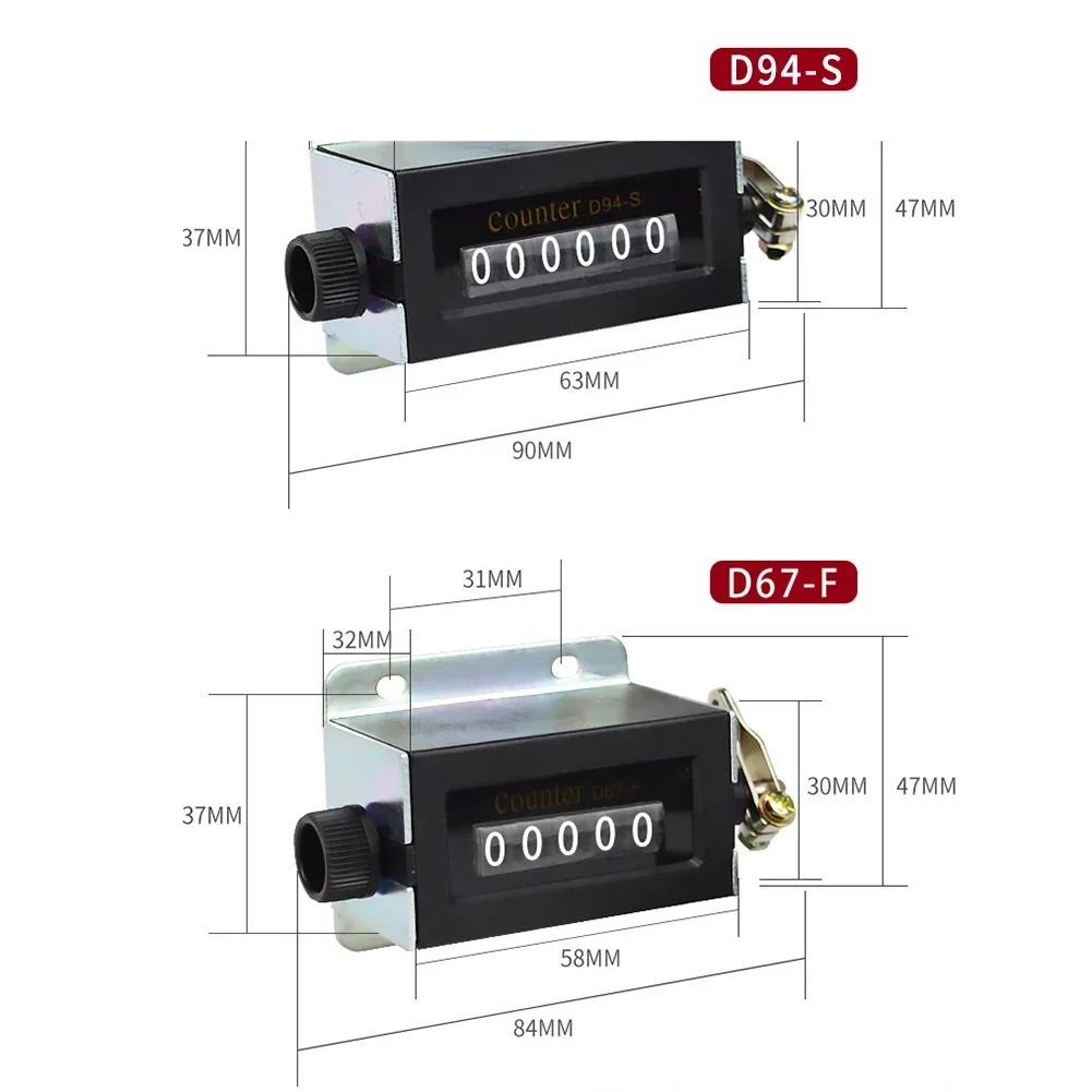 D67F 5 Digit Counter Black Casing Resettable Mechanical Clicker Pull Stroke Counter Manual Electronic Tally Click Timer 0-99999