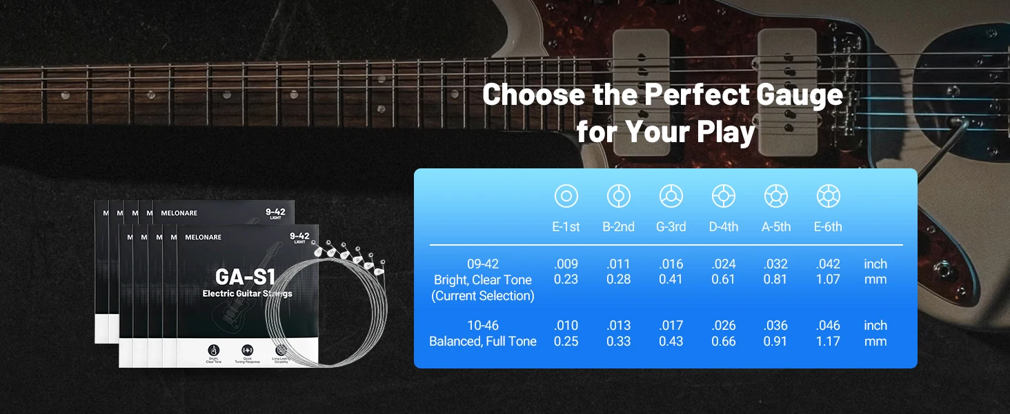 E-Gitarrensaiten, Gitarrensaiten mit Kugelende und vernickelter Stahlwicklung, Sechskantkern und Rostschutzbeschichtung, 9-42 Super Light Gauge – Detail 5