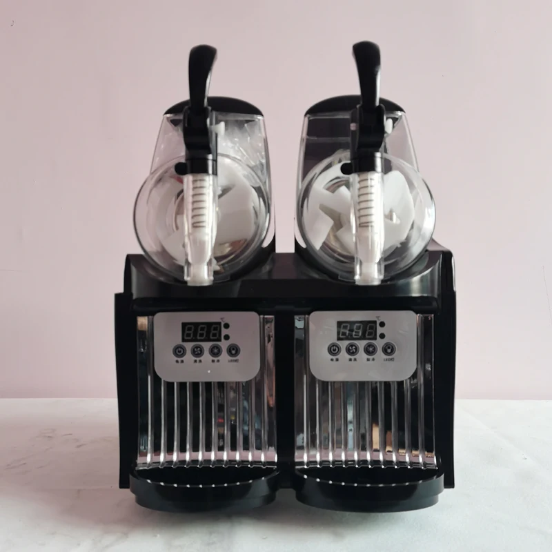 Image of Gewerbliche Edelstahl-Slushie-Maschine mit 2 Behältern, Geräuscharmer Betrieb, Einfache Reinigung, Gleichmäßige Textur