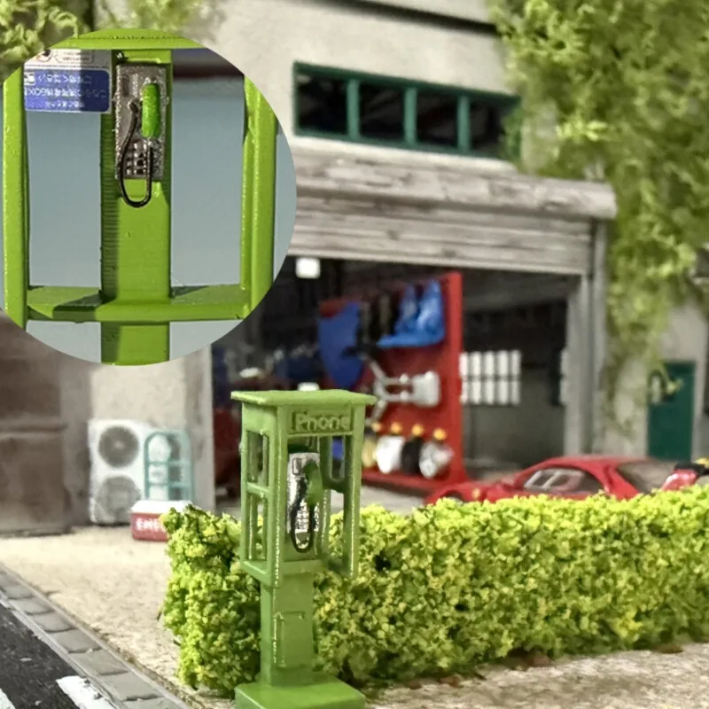Diorama 1/64 Model Bilik Telepon Model Adegan Prop Garasi Tata Letak Kereta Api Jalanan Kota