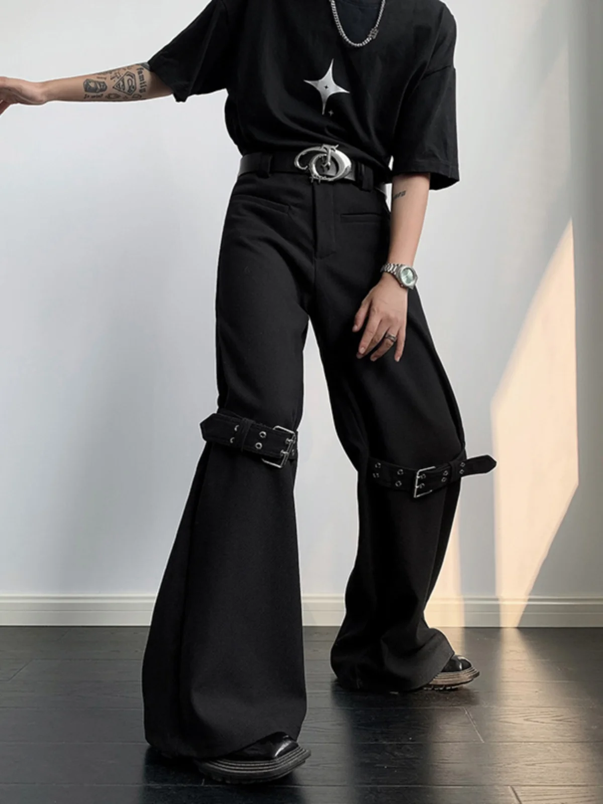 

Мужские брюки в стиле американской уличной моды, дизайн Sk, свободный крой, широкие штанины, повседневные брюки, модные, молодежные