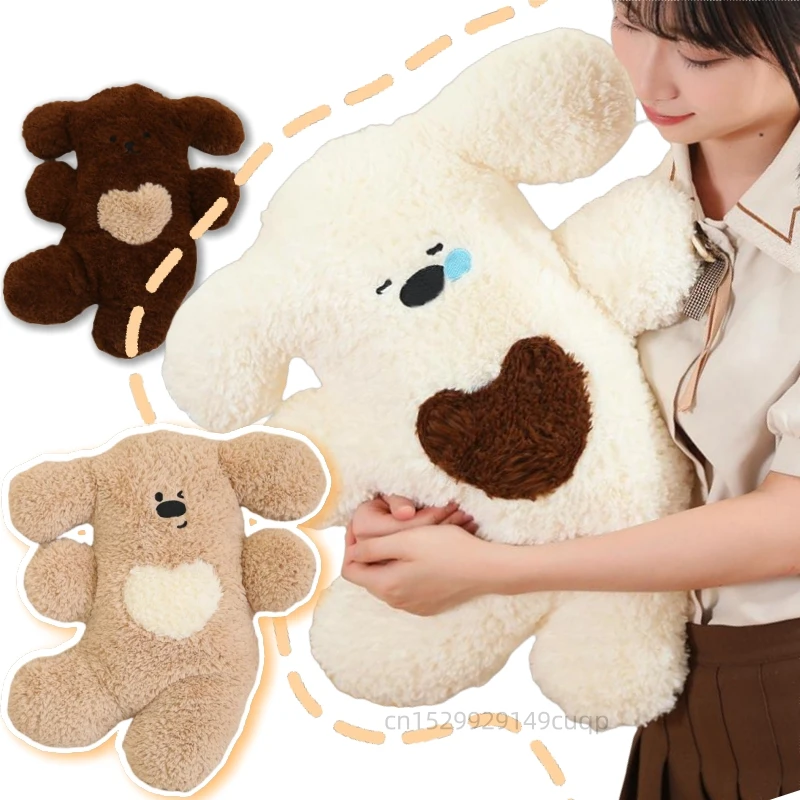 Kawaii Cartoon Dog Plush Doll Dark Brown Khaki White Dog Plush Toy Pillow Super Soft Home Decor For Boys And Girls Birthday Gift