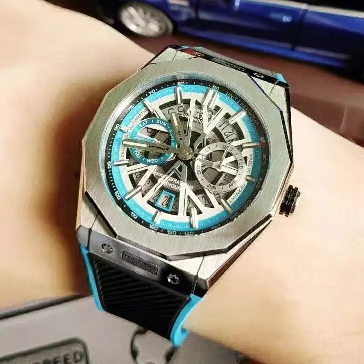 BONEST GATTI Men Automatic Watch 42mm Mechanical Wristwatch Waterproof Sapphire Skeleton Multi-Dial Luminous Month Week Date