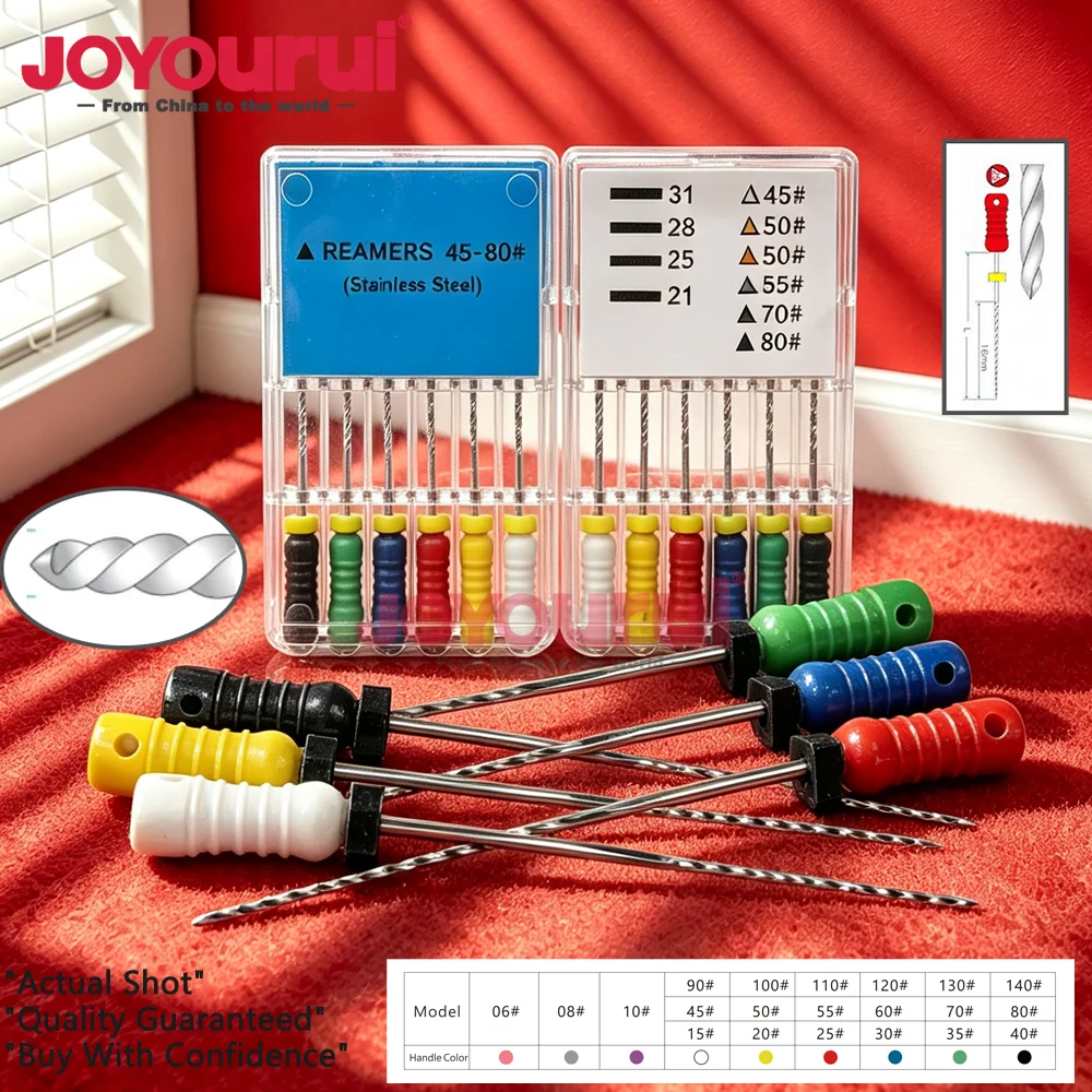 6Pcs/BoxDental R Files 31mm/25mm 10#Hand Use Files Stainless Steel Reamers Root Canal Files Dentistry Endodontic Instruments 20#
