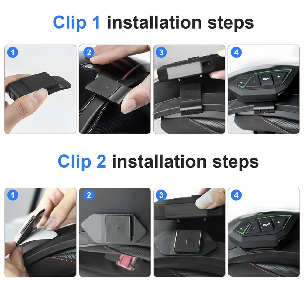 EJEAS MS8-SE Motorcycle Helmet Auto Music FM Communication System for 6 Riders 1000 Meters Bluetooth Full Duplex Intercom