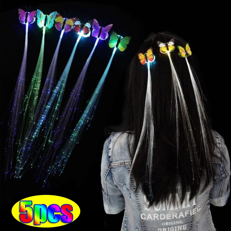 5 шт., яркие светодиодные заколки-бабочки для волос