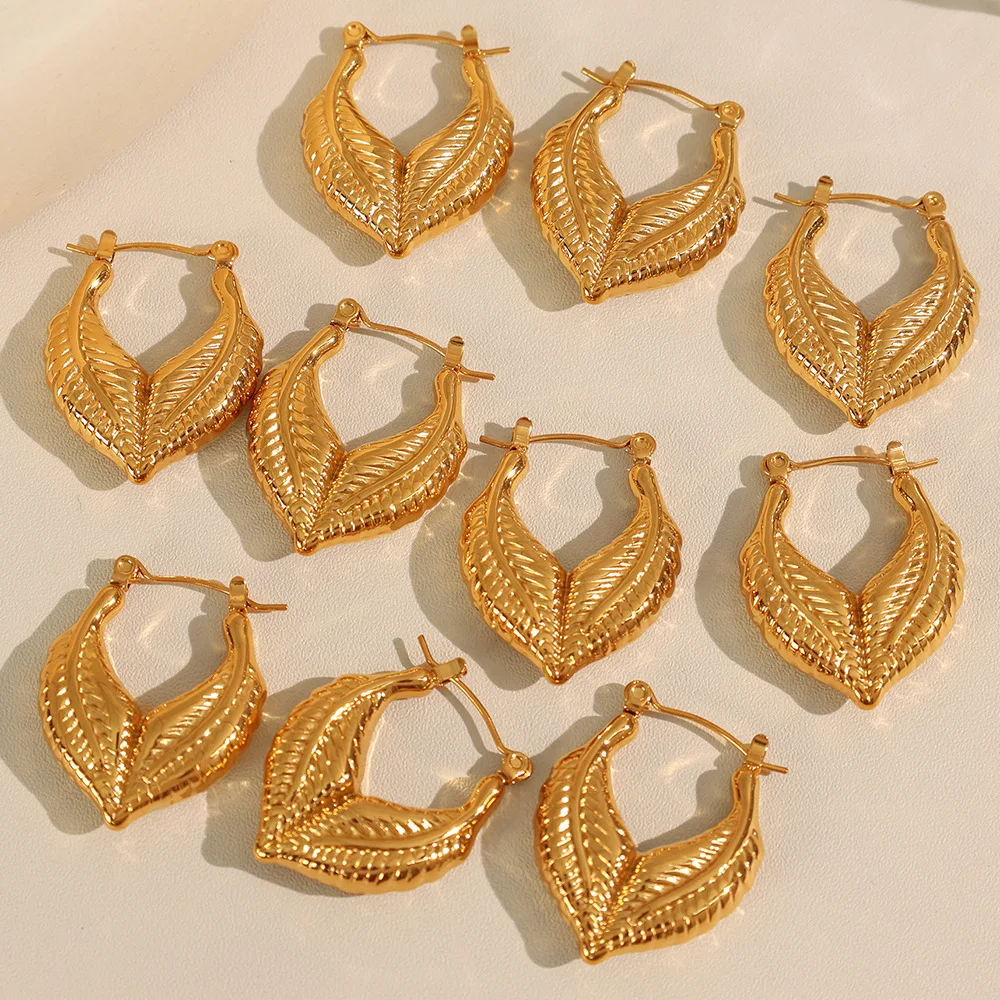 

French Heart Shape Stainless Steel Earrings Non-Fade Women'S Gold Metal Earrings Jewelry Accessories