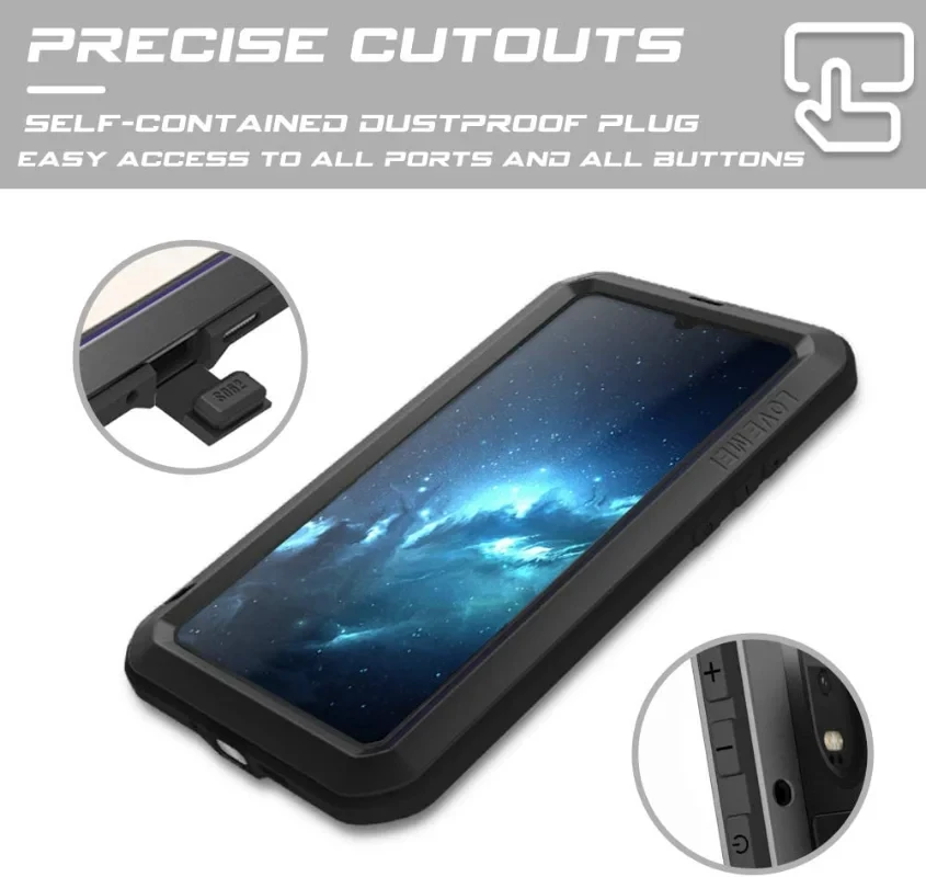 Funda de armadura de Metal LOVE MEI para Huawei P20 P30 P40 P50 Pro Lite Mate 30 40 cubierta de protección resistente al agua antigolpes y a prueba de suciedad