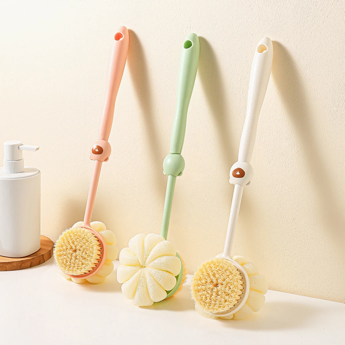 Bathroom Bathing ProductsLong Handled Curved Brush With Soft And Firm Bristles Can Be Used For Wet Or Dry Bath Massage