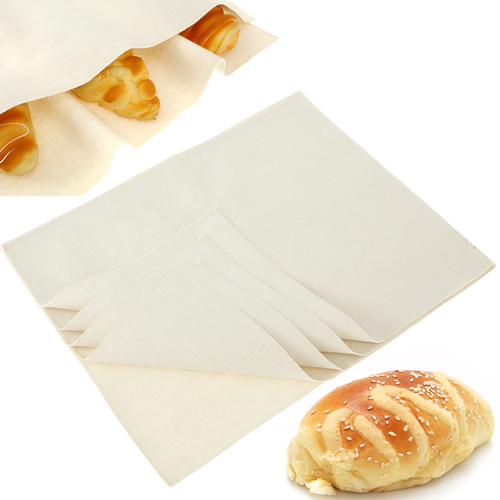 5/4Pcs Bread Proofing Cloth Reusable Baking Bread Cloth Cotton Baking Bread Cloth Heavy Duty Proofing Cloth for Dough Baguettes