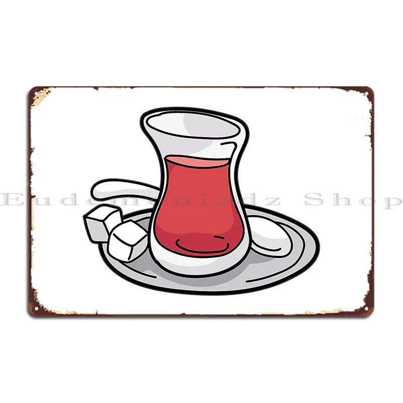 Turkish Cay Tea Teabag Gift Cup Metal Plaque Poster Rusty Garage Bar Customized Bar Tin Sign Poster