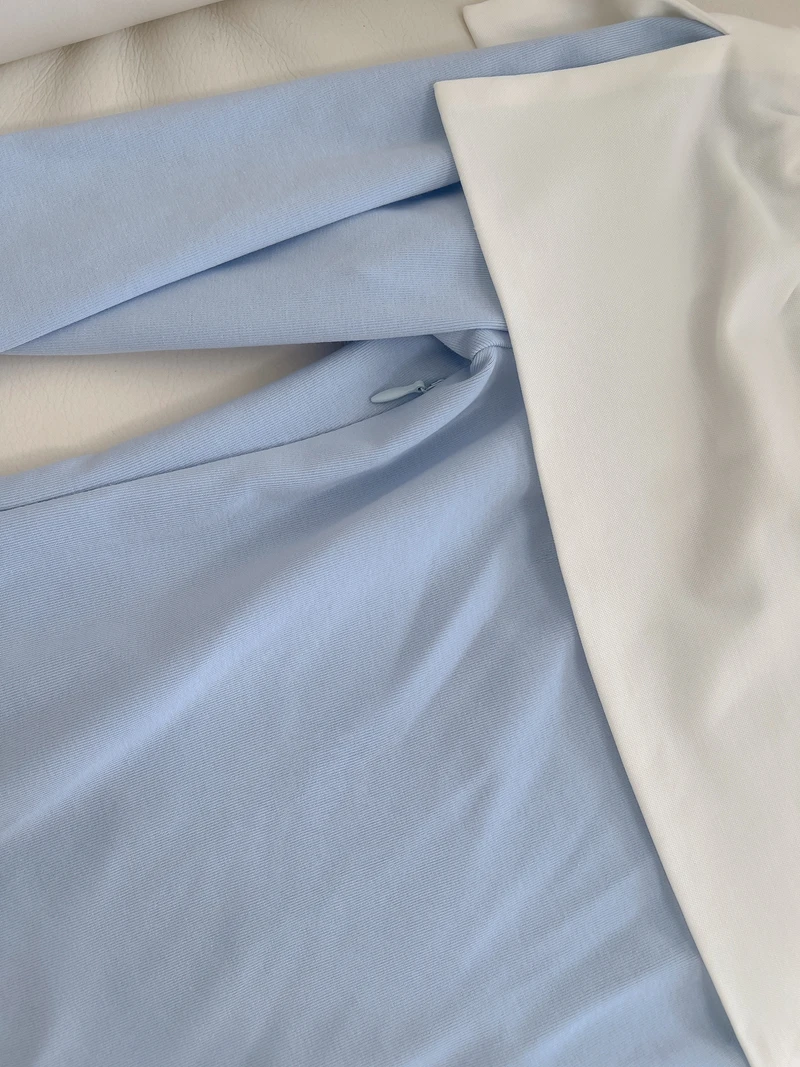 Blue Slim Fit One oulder Knitted Dr Women's Inner Wear High Waist A-Line Skirt Long Sve Zipper Closure Wedding Dr