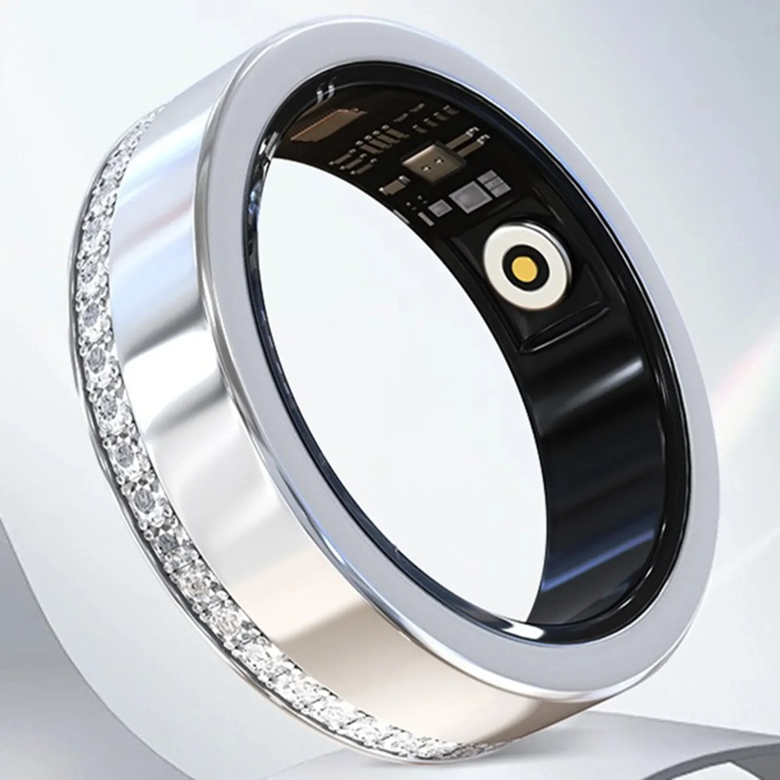 Woman Diamond Studded Smart Ring Heart Rate Blood Oxygen Health Monitoring Outdoor Sport Waterproof Remote Control Phone Camera