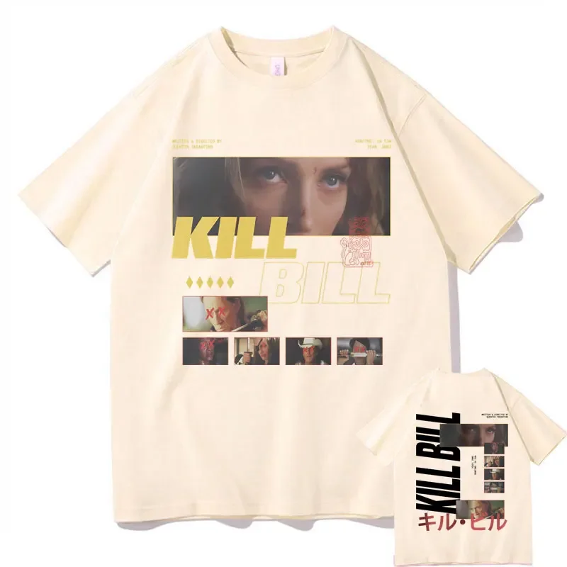 Classic Vintage Action Movie Kill Bill Double Sided Print T-shirt Quentin Tarantino T Shirts Men Women Oversized Short sleeve