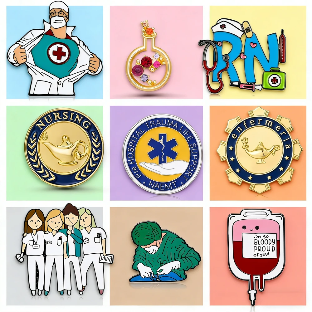 Best-Selling Medical Brooch Set  Fashionable Medical Supplies Enamel Badges Exclusive Jewelry For Nurses And Doctors