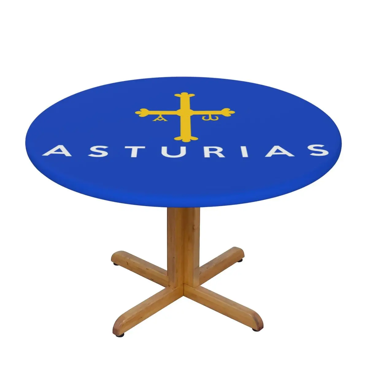 Spain Flag Flag Of Asturias Waterproof Round Tablecloth Oilproof Table Cloth for Kitchen Events Dining Table Cover