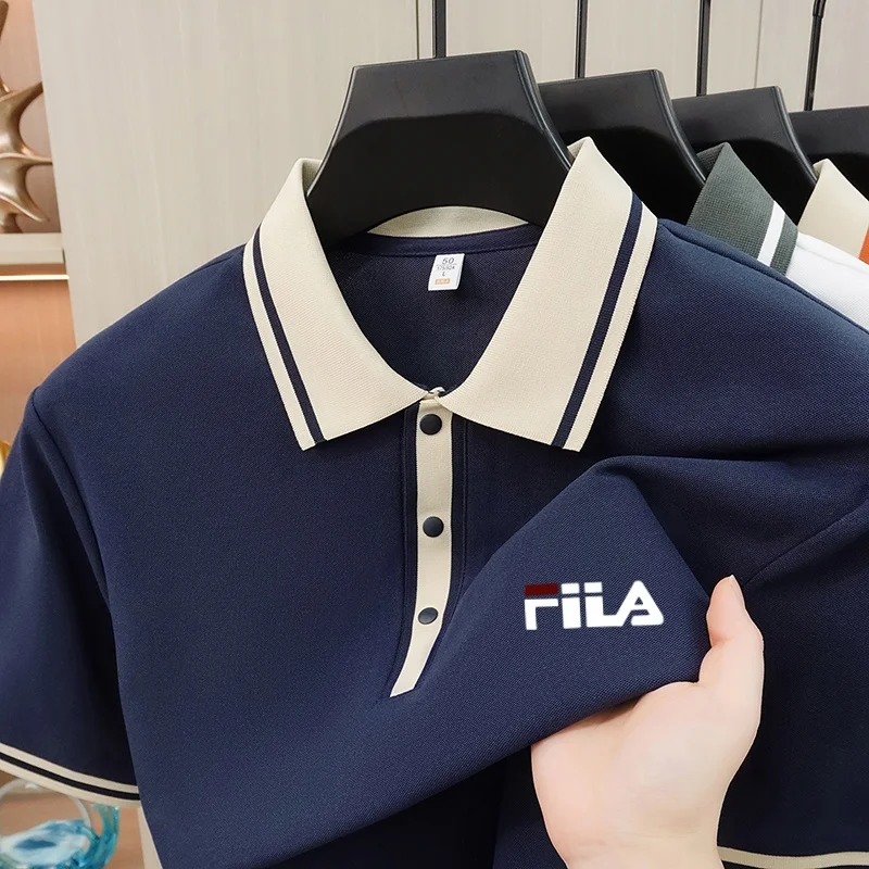 

Men's New Color Blocked Print Polo Shirt High Quality Summer Luxury Lapel Short Sleeve T-Shirt Comfort Breathable Men's Clothing