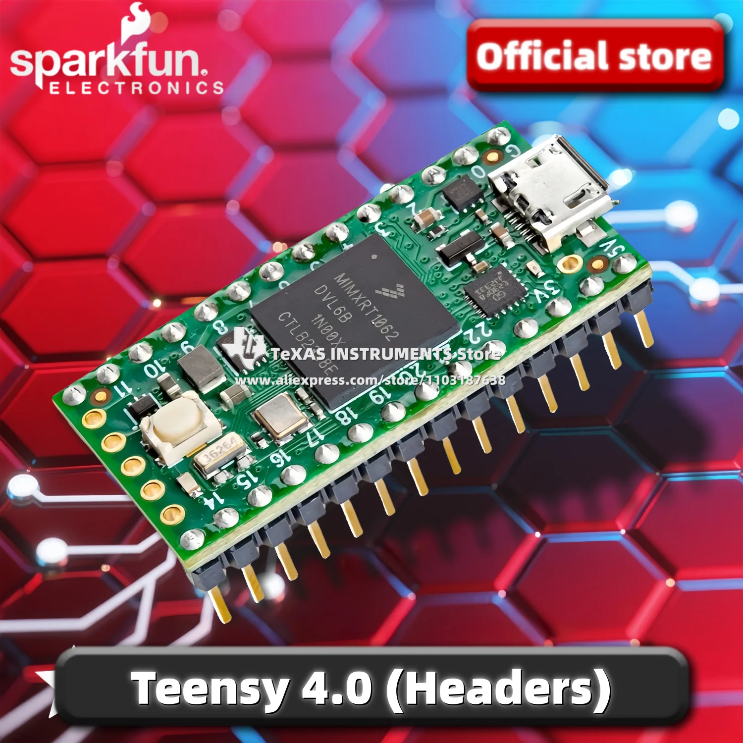 【TI Official】Teensy 4.0 (الرؤوس) DEV-16997 NXP iMXRT1062 ARM Cortex-M7 بسرعة 600 ميجا هرتز 1024 كيلو رام (512 كيلو مقترن بقوة) #1