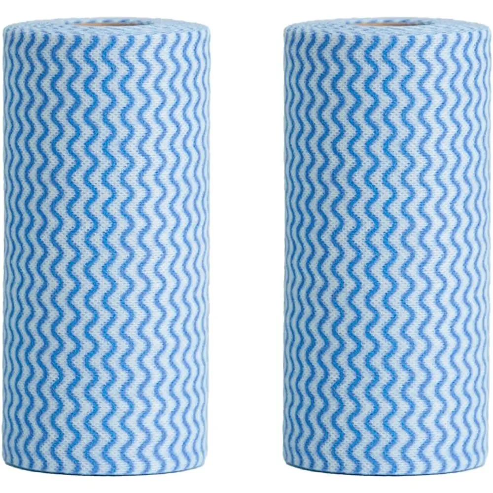 

Heavy-Duty Reusable Blue Kitchen Towel Roll - 200-Sheet Disposable Cleaning Cloths