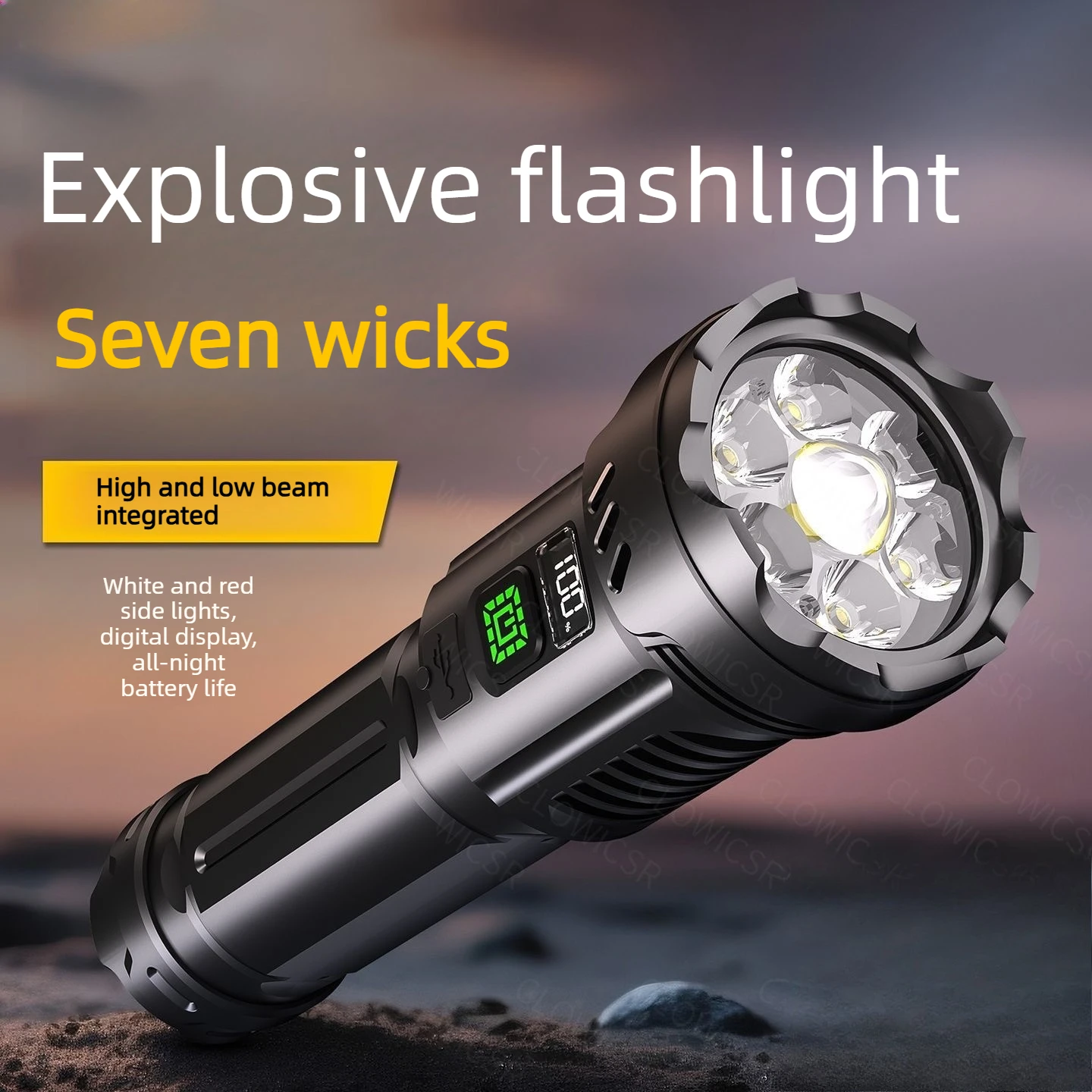 

Перезаряжаемый фонарик высокой интенсивности со сверхдлительным сроком службы батареи, подходит для наружного использования, домашнего использования, водонепроницаемый и прочный светодиод.