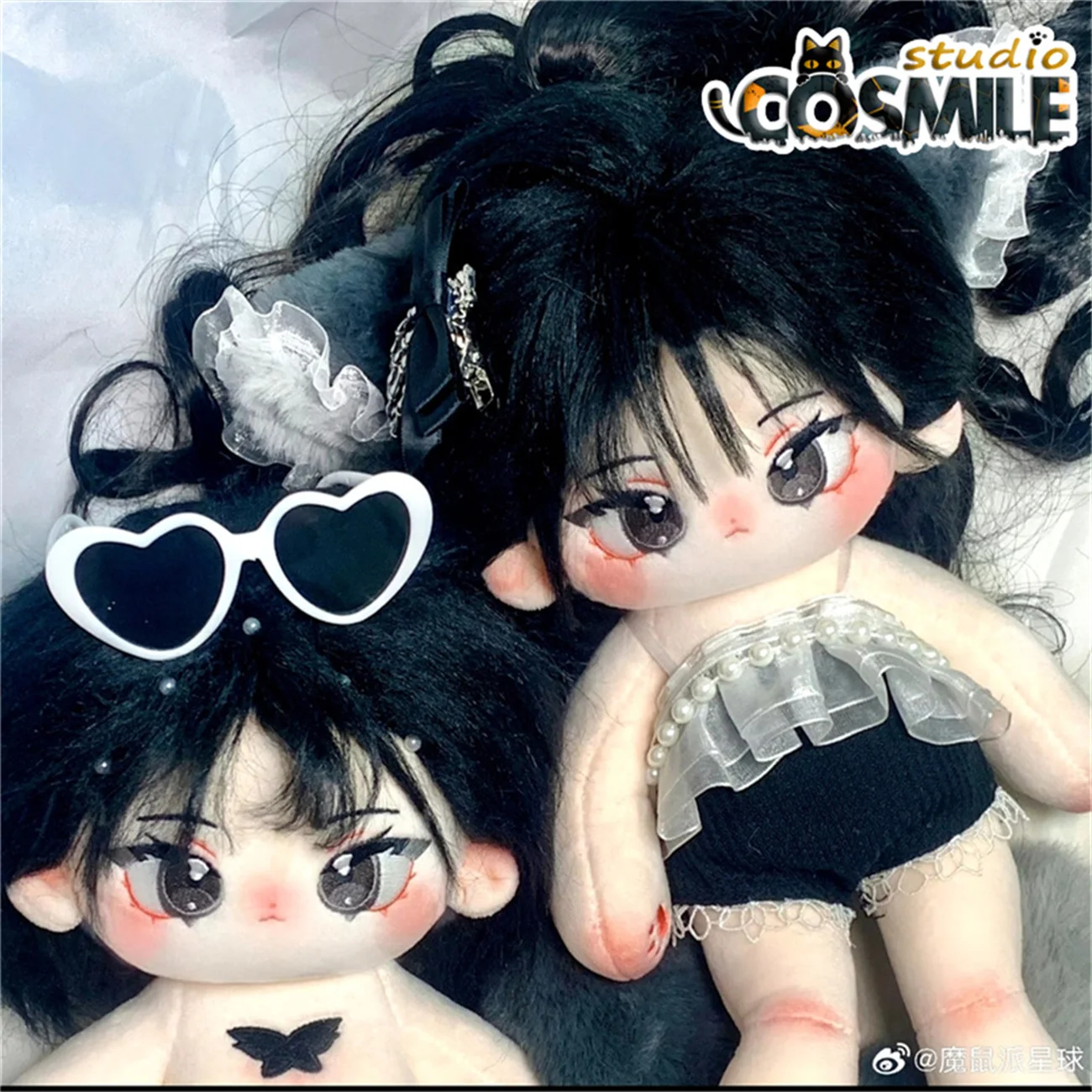 Idol Star Witch Mermaid Princess Cool Girl Long Black Hair Stuffed Plushie 20cm 30cm Plush Doll Body Toy Gift Gandie