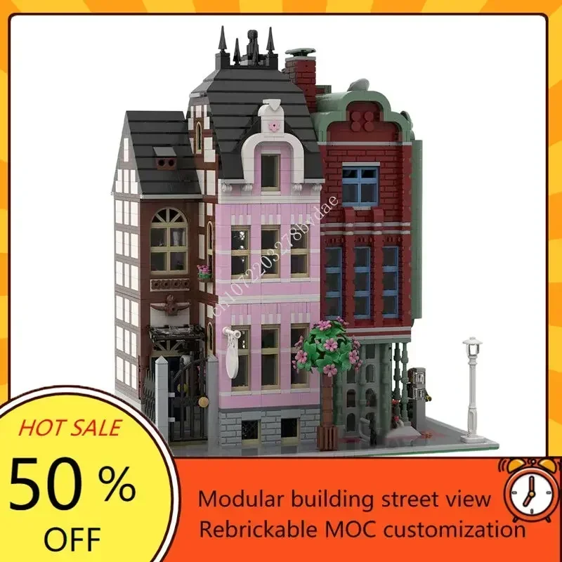 MOC-décennie s de construction de vue sur la rue, modèle créatif, architecture, bricolage éducatif, jouets d'assemblage, cadeaux de musique, PRModular, 3007 pièces