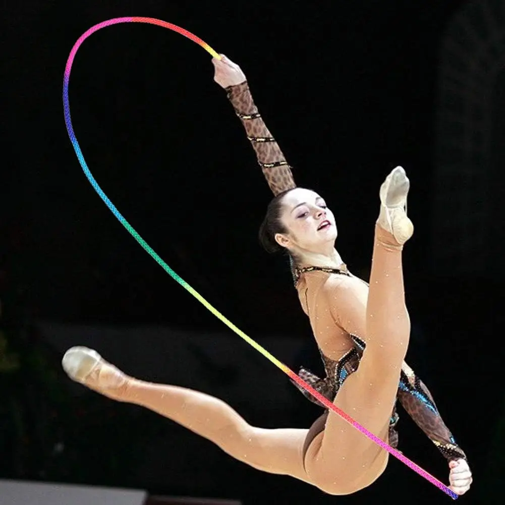 Cuerda de salto para Artes de gimnasia, cuerda de entrenamiento deportivo de Color arcoíris para ejercicio físico, cuerda de gimnasia rítmica,