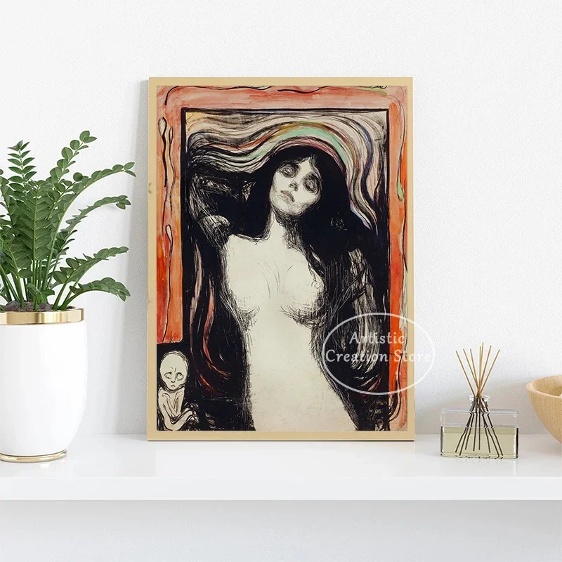 Surreal Art Prints Vintage Edvard Munch Madonna Skrik Canvas Painting Wall Arts Picture Living Room Decor Gallery Posters Gifts