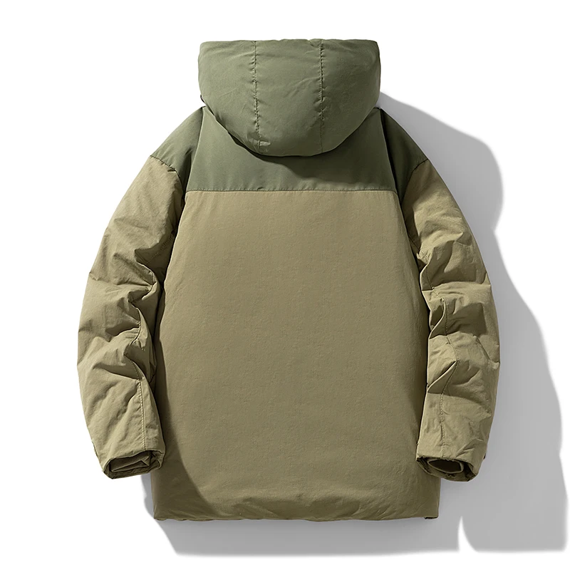 الرجال أسفل سترة الشتاء مقنعين زوجين ملابس خارجية فضفاضة بطة أسفل الدافئة للماء عارضة المشي لمسافات طويلة الجبلية سلسلة معطف #2