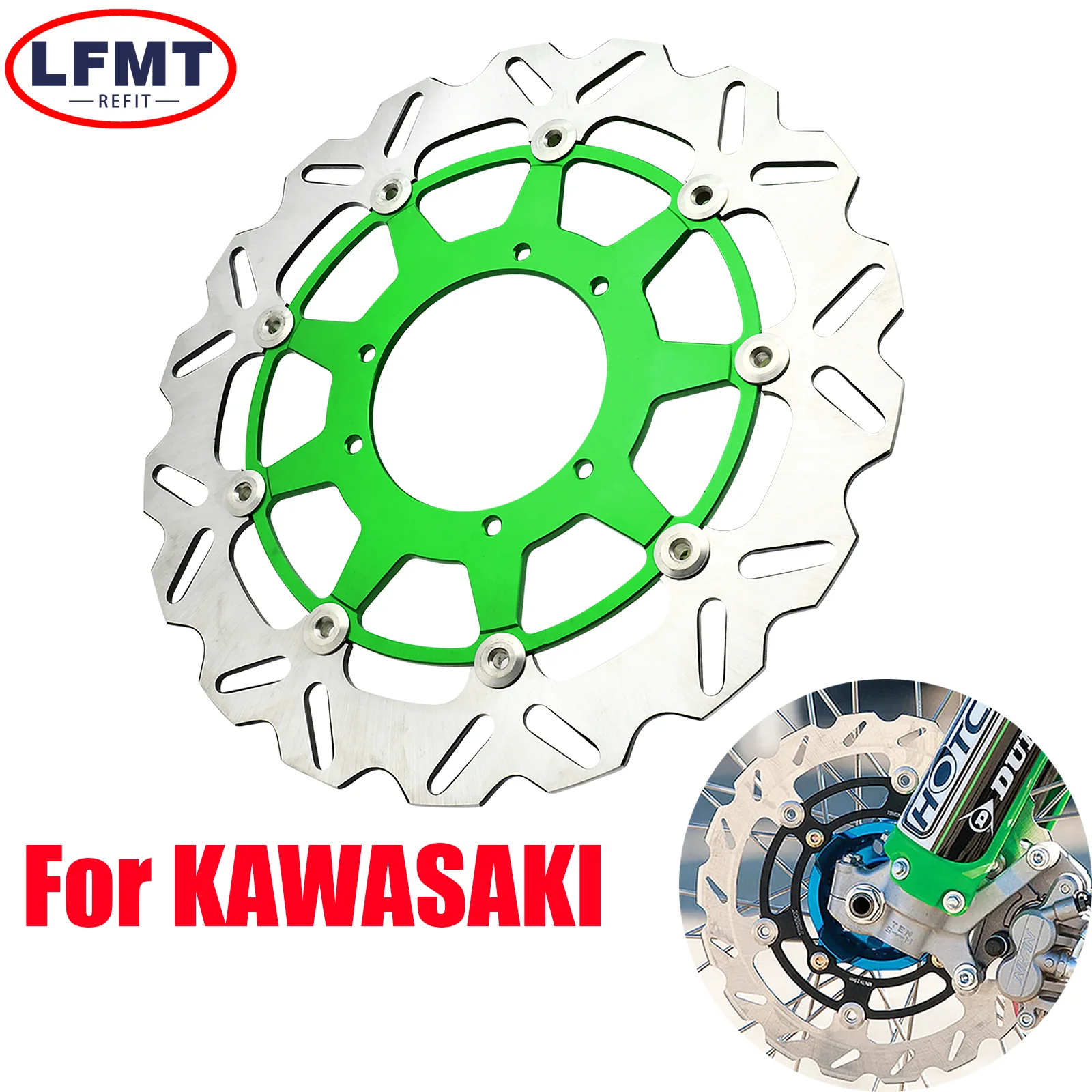 Motorcycle 32CM Front Floating Brake Disc Rotor part For Kawasaki KX125 KX250 KX250F KX450F KLX450R 2006-2021 Dirt bike