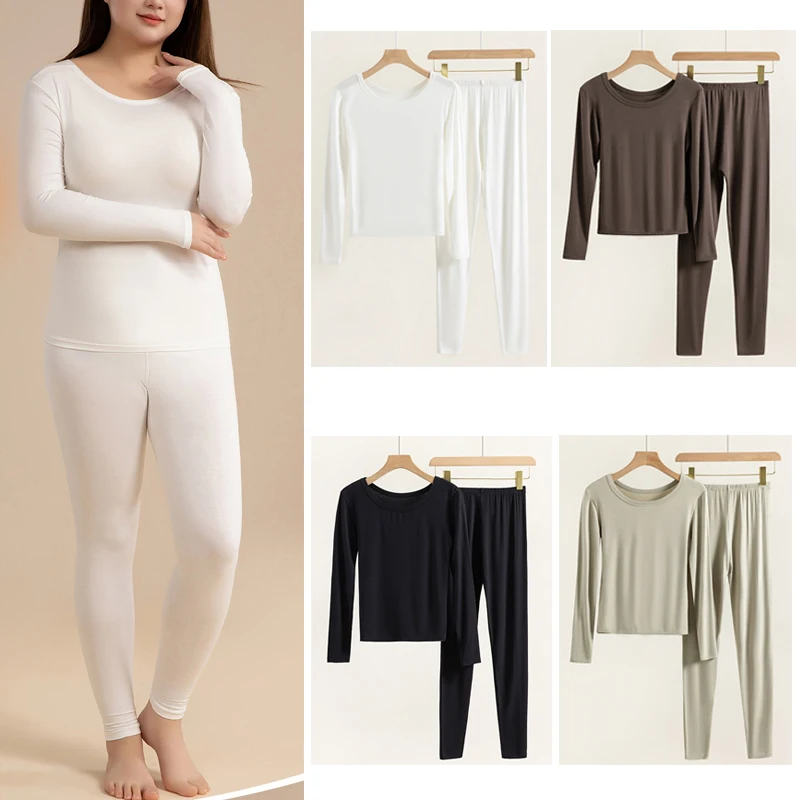 1pcs Women Autumn Long Johns T-shirt Thin Thermal Underwear Set Women's Plus Size Round Neck Slim fit warm Underwear