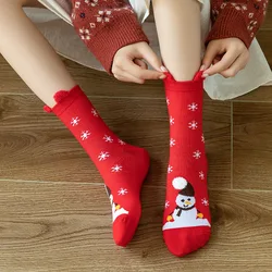 2024 New 1 Pair Unisex New Year Christmas Theme Men's and Women's Mid-Calf Socks, Happy New Year Colourful Snowman Couple Socks