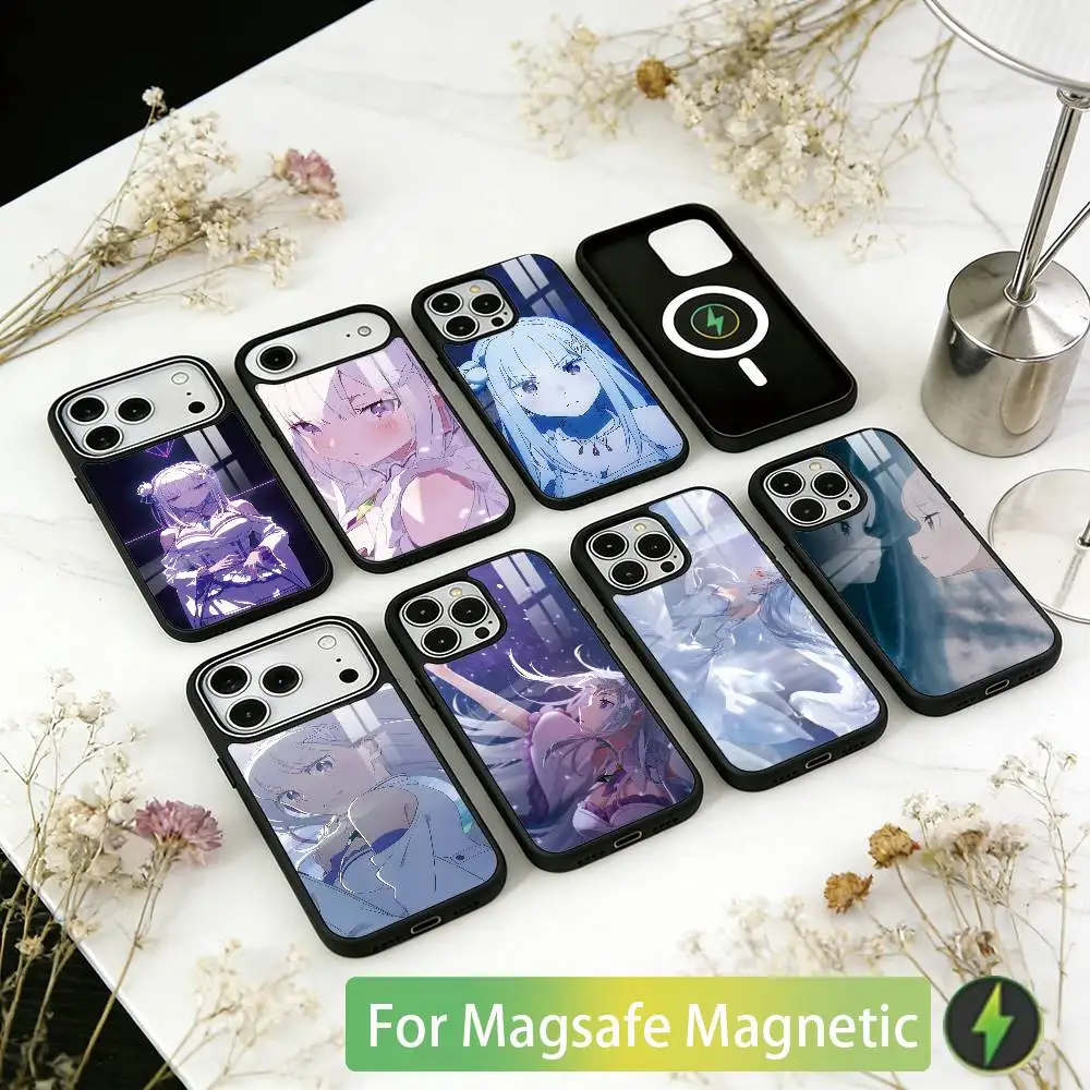 

ReZero Emilia Phone Case For iPhone17,16,15,14,13,12,11 Plus,Pro Magnetic with Magsafe Wireless Charging