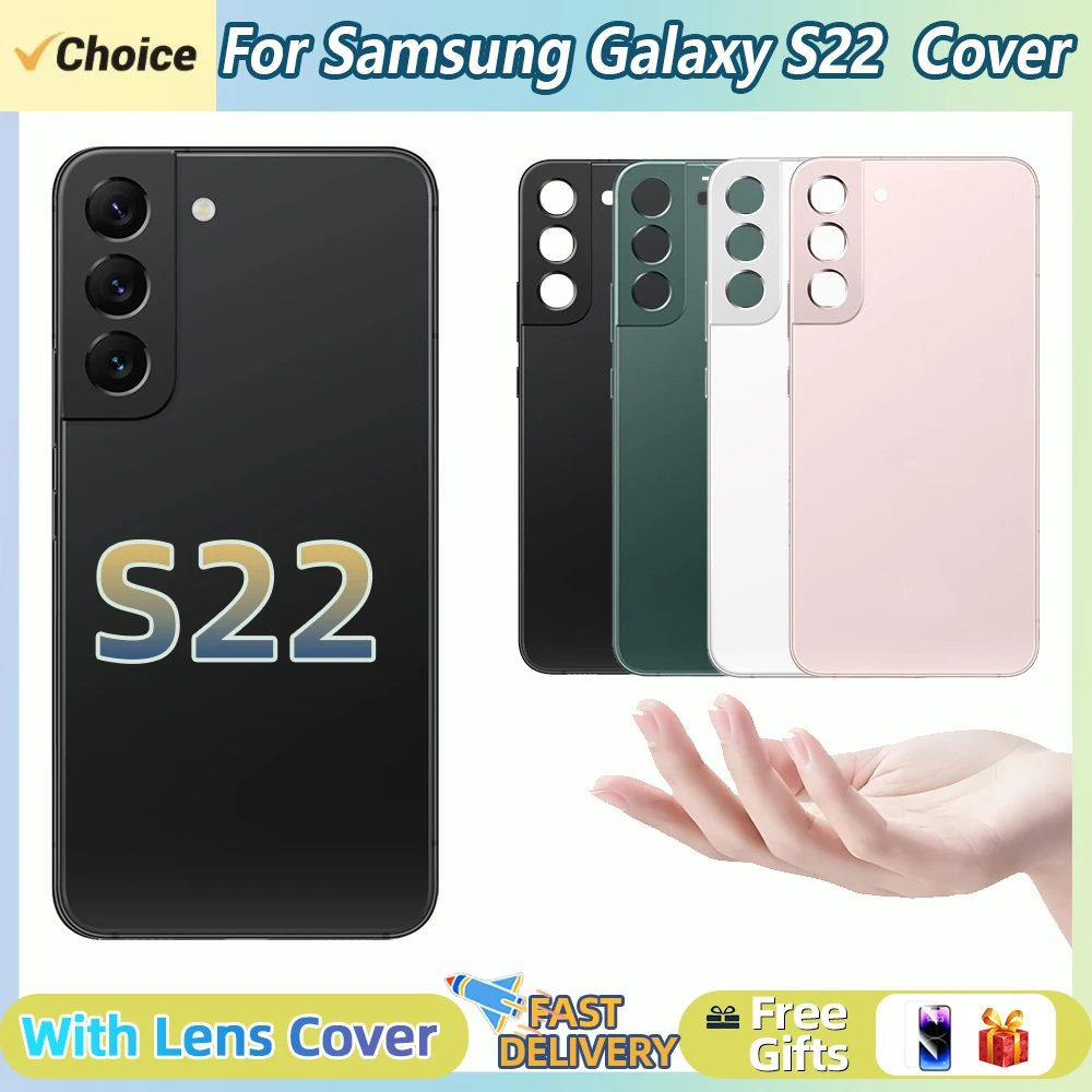 Glass Back Cover Case For Samsung Galaxy S22 5G Back Glass Rear Cover Battery Door with Camera Glass Adhesive