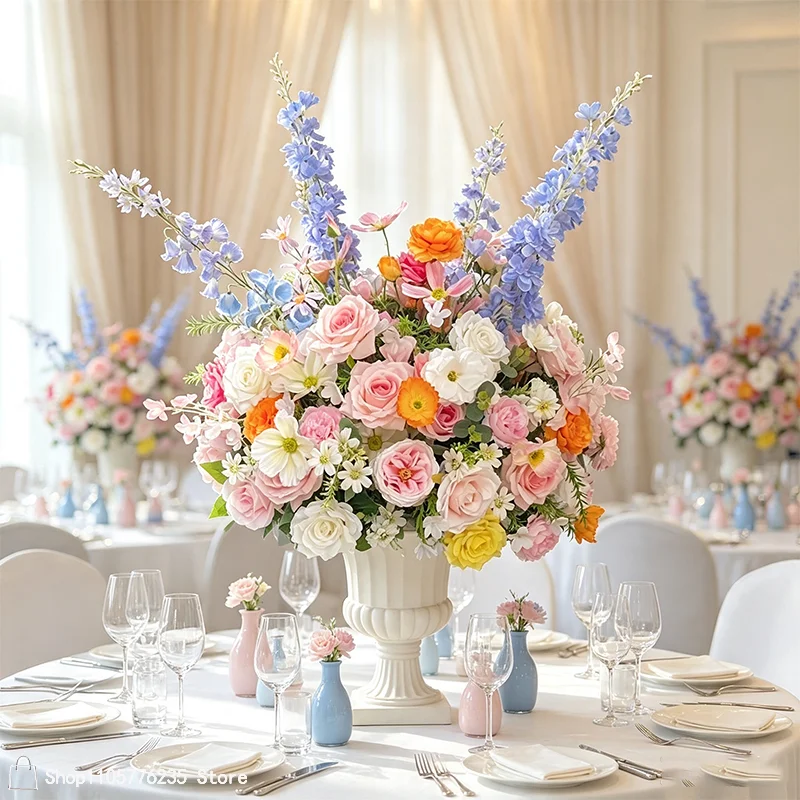 Künstliches rosa-blaues Blumenarrangement, Tischdekoration, Blumenball, Dekoration für Hochzeit, Bankett, Esstisch, Party, Heimdekoration – Detail 1