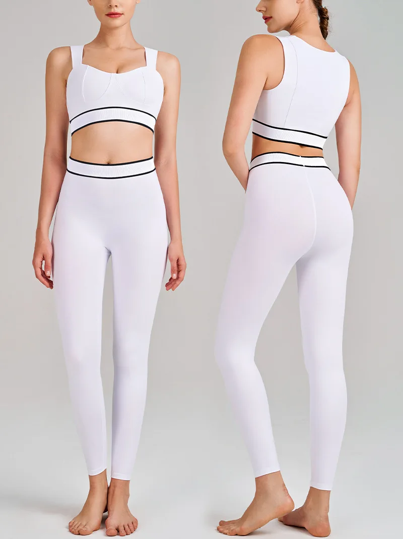 

Women Yoga Sets Wide Straps Sports Bra High Waist Leggings Casual 2 Piece Set Activewear Gym Fitness Yoga Set Workout Sportswear