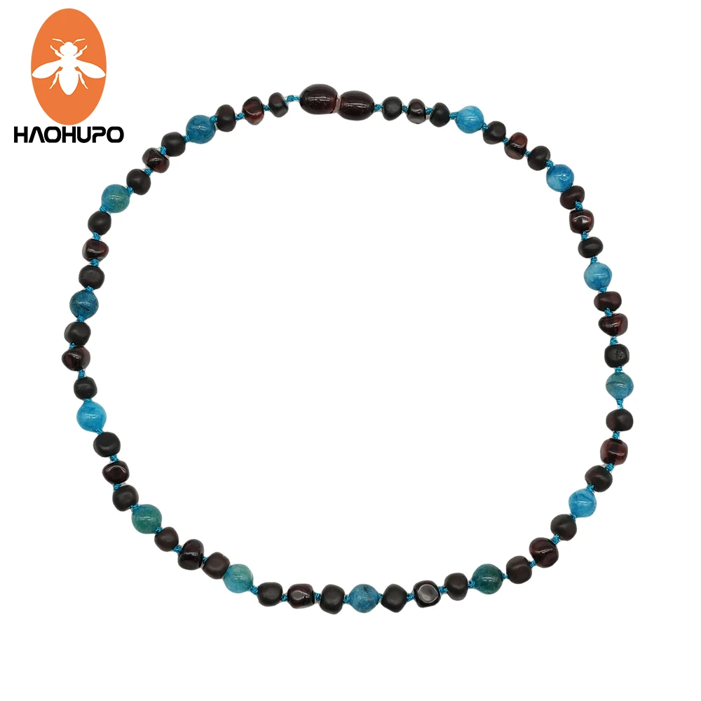 HAOHUPO Colorful Handmade Beaded Choker Necklace for Women Natural Apatite Cherry Amber Genuine Jewelry High End Gifts