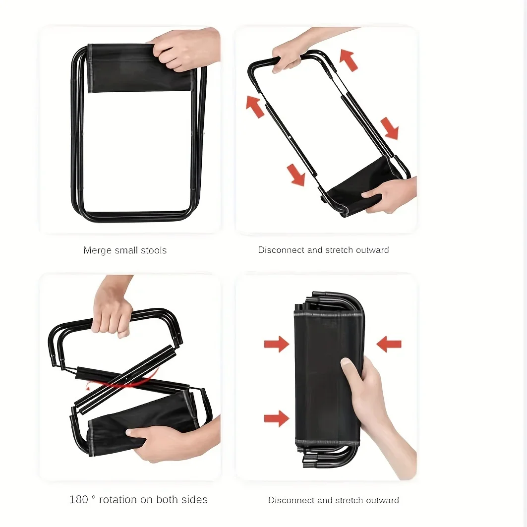 Portable Ultralight Foldable Stool, Stainless Steel Folding Chair With Bag, For Outdoor Fishing Camping, Mountaineering
