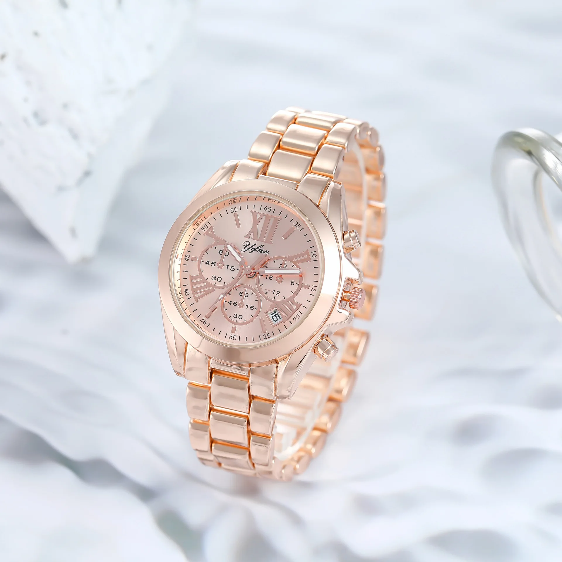 Luxury Brand Women's Watches Couple's Watches Metal Strap Metal Strap Three Eyes Text Roman Quartz Watches Men's Watches Quartz