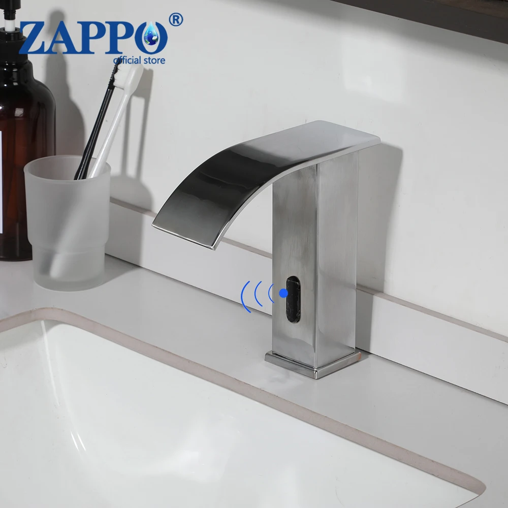 

ZAPPO Automatic Motion Sensor Faucet Hands Free Electronic Infrared Smart Commercial Touchless Bathroom Sink Faucets Mixer brush