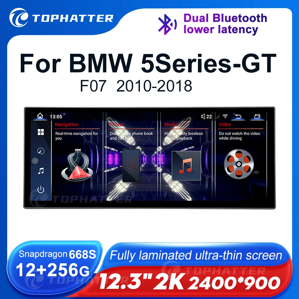 

12.8 2K Car Radio For BMW 5 Series GT F07 Screen CarPlay Android Auto Multimedia Player Navi Display Head Unit 360 3D Cam audio