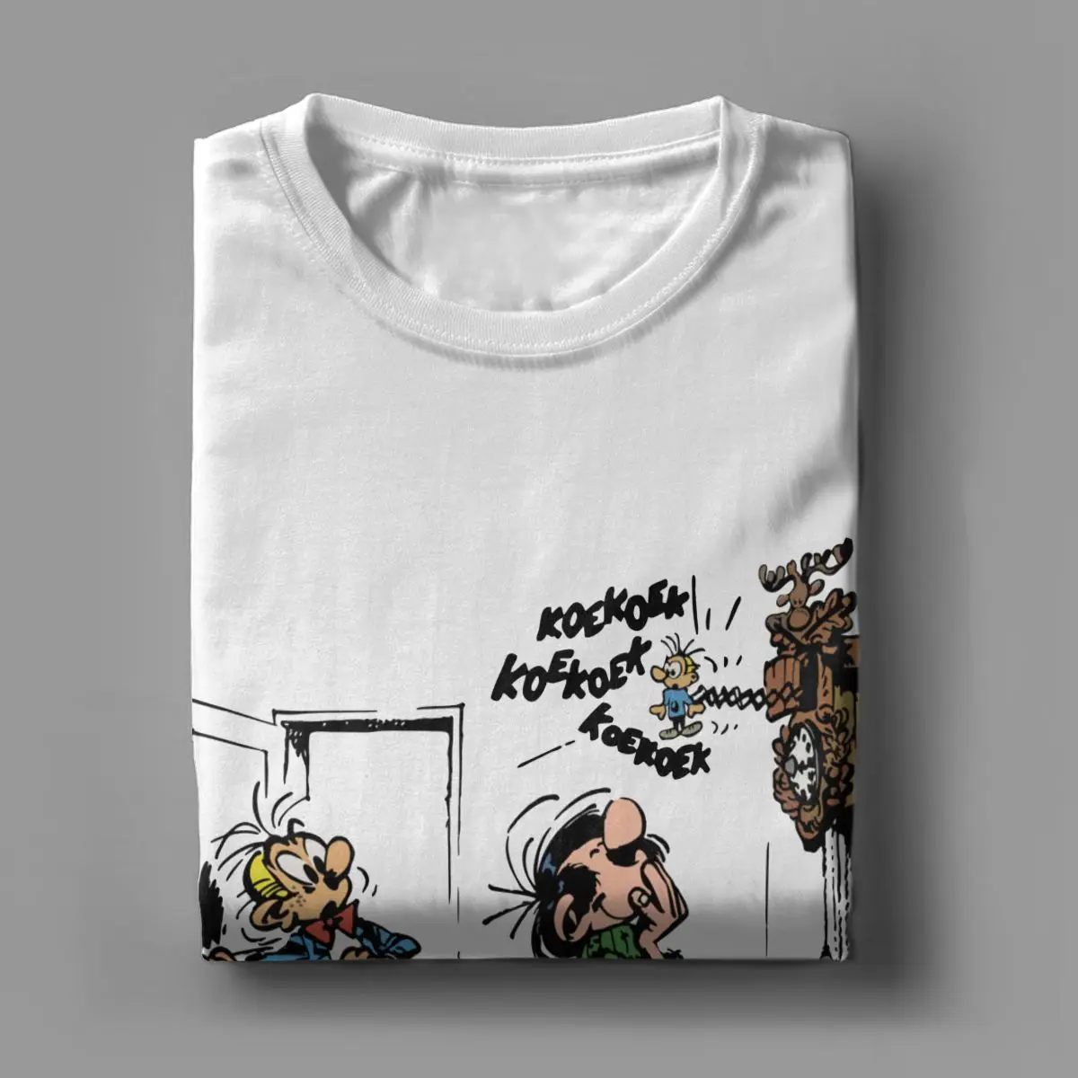 Gaston Lagaffe With Clock T Shirts Men's 100% Cotton Funny T-Shirt O Neck Belgium Cartoon Tee Shirt Short Sleeve Clothes Gift view 3