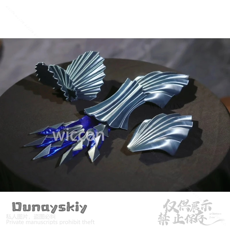 Wuthering موجات تأثيري Fleurdelys كبير Cartethyia جودة عالية الحرير الأزرق أنيقة زائدة فستان طويل الباروكات أنيمي لعبة مخصصة