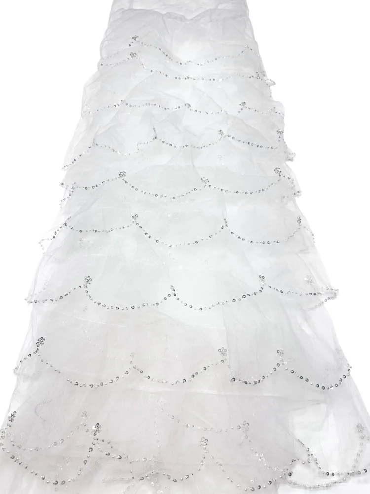 Elegant French Mesh Beads Embroidery Sequins Net Lace High QualityAfrican Beaded Tulle Lace Fabrics For Wedding Dresses