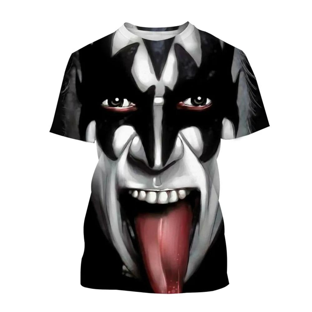 New Rock Kiss Band T Shirts 3D Print Men Woman Short Sleeve O-Neck T-shirt Streetwear Oversized Harajuku Kids Tops Tees Clothing