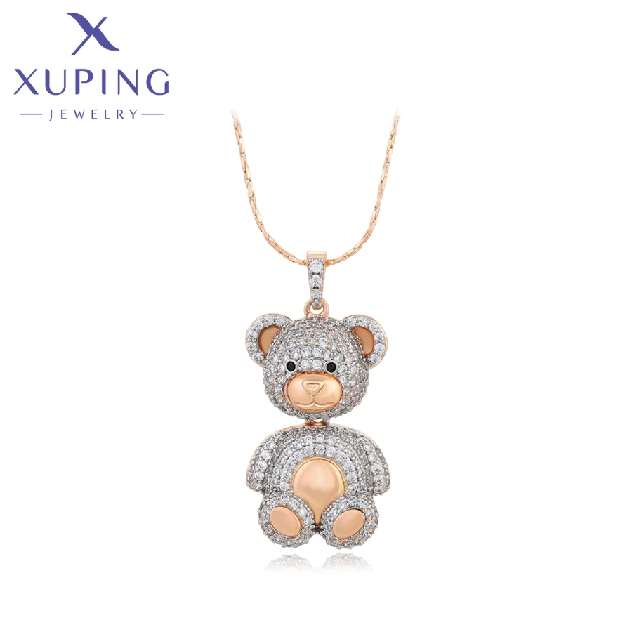 Xuping Jewelry Fashion Lovery Gold Plated Bear Animal Shaped Pendant Necklace with Chain for Women Girl Gift A00918544