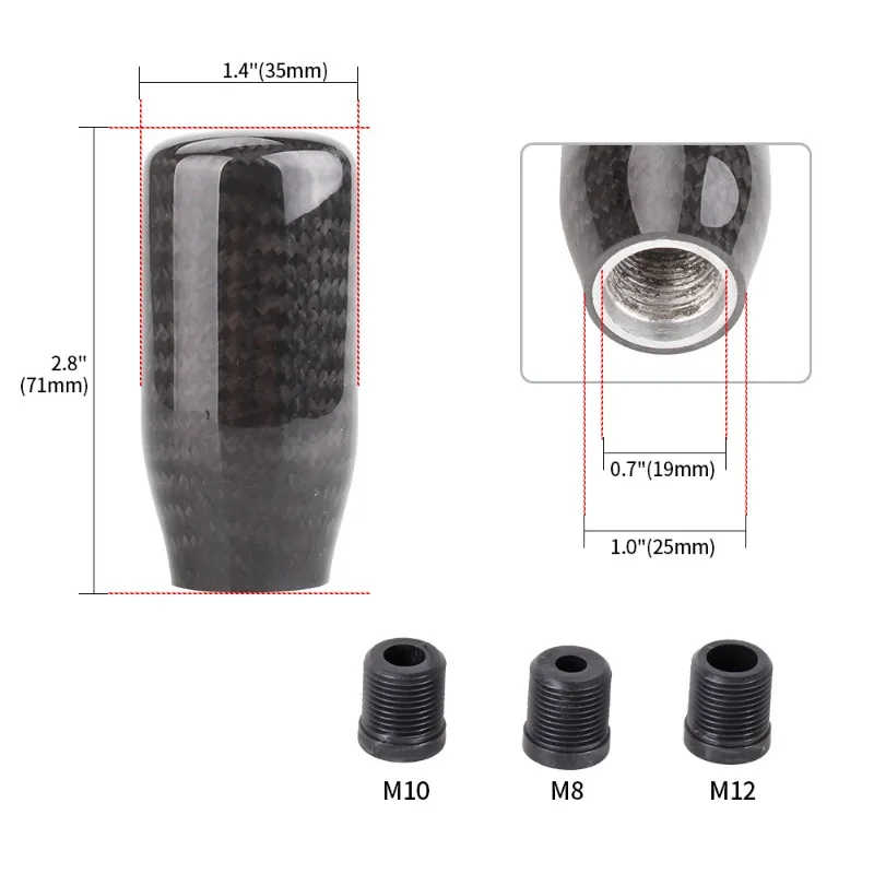 Car modification accessories, carbon fiber gear head 5-speed 6-speed shift handle